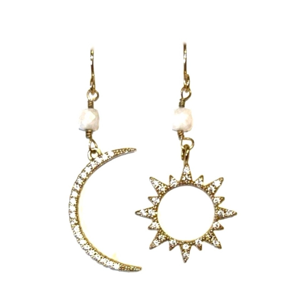 Gold Sun and Moon Earrings